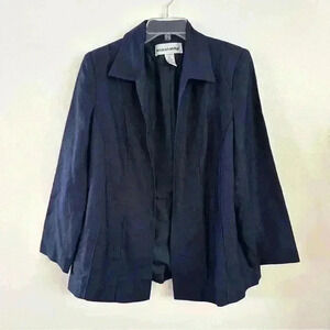 Jessica London Blazer Linen Blend Womens Sz 14 Blue Lightweight‎ Padded Shoulder